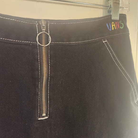 Vans Brighton High Waist Black Zip Up Mini Skirt Retro Flower Colorful 90s - Picture 7 of 15